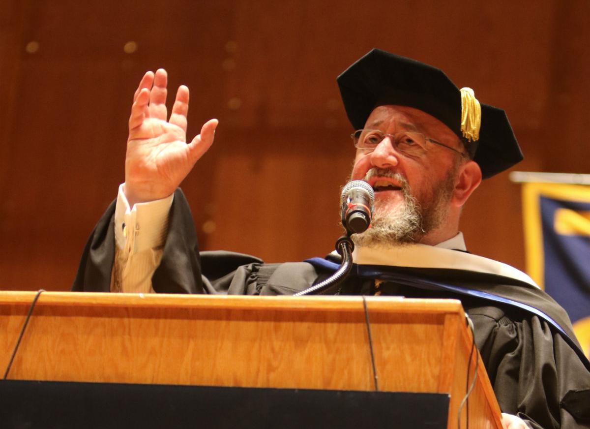 Rabbi Ephraim Mirvis, the Chief Rabbi of the United Hebrew Congregations of the Commonwealth of the United Kingdom, received an honorary degree at the 42nd annual commencement exercises of Touro College on Memorial Day.